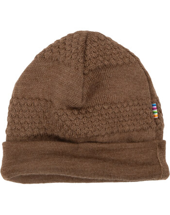 Joha Strickmütze mit Muster aus Merinowolle - Warm Braun 🤎