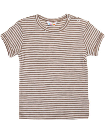 Joha T-Shirt/Bluse im Ringel-Design aus Merinowolle/Seide - Dark Beige
