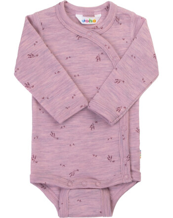 Joha Wickel-Langarmbody mit zartem Gräser-Print aus 100 % Merinowolle - Lilac Melange 🐑🌿