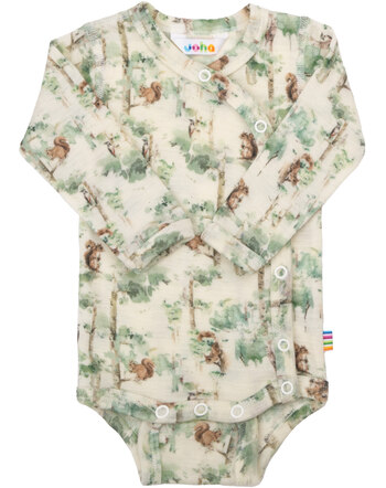 Joha Wickel-Langarmbody mit Print aus Merinowolle - Off White 🐿️
