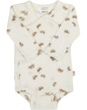 Joha Wickel-Langarmbody mit Print aus Merinowolle/Seide - Off White