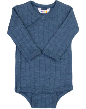 Joha Wickelbody mit zarter Struktur aus Merinowolle/Seide - Blue Melange
