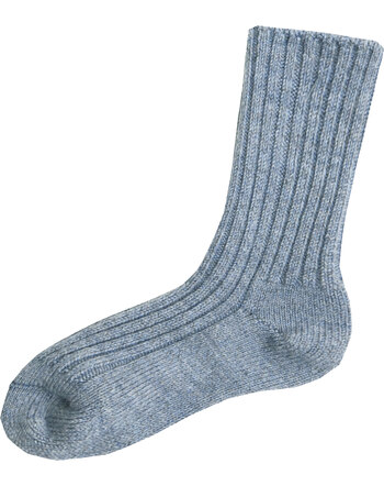 Joha Wollsocken in Rippoptik für Herbst und Winter - Blue Melange