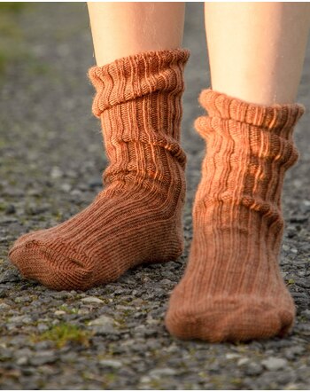 Joha Wollsocken in Rippoptik für Herbst und Winter - Copper Melange