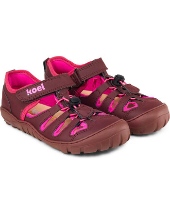 Koel Barfuß-Klettsandale 'Madison' mit Schnellschnürsystem - Wine