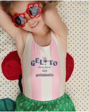 Konges Sløjd Badeanzug 'Pomia' mit Gelato-Aufdruck - Candy Rose Stripe 🍨