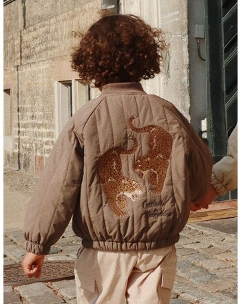 Konges Sløjd Bomber-Jacke 'Juno' mit Geparden - Walnut 🐆