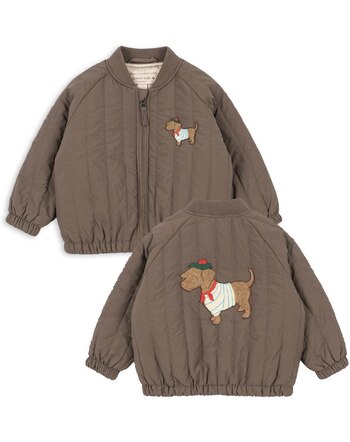Konges Sløjd Bomber-Jacke 'Juno' mit Hunde-Stickereien - Walnut