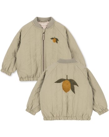 Konges Sløjd Bomber-Jacke 'Juno' mit Zitronen-Stickereien - Laurel Oak 🍋