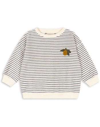 Konges Sløjd Frottee-Sweatshirt 'Itty' im Streifendesign aus reiner Bio-Baumwolle - Flint Stripe 🍋