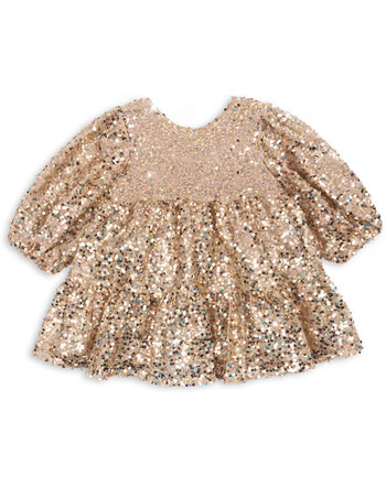 Konges Sløjd Kleid 'Lila' mit Glitzerpailetten - Gold Glitter 	💖