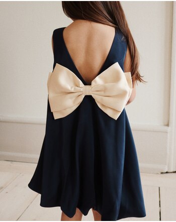 Konges Sløjd Kleid 'Shena' mit Ballon-Rock und Schleifen-Detail - Navy Blazer