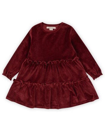 Konges Sløjd Long-Sleeved-Dress with Tulle Skirt & Satin - Red Dahli