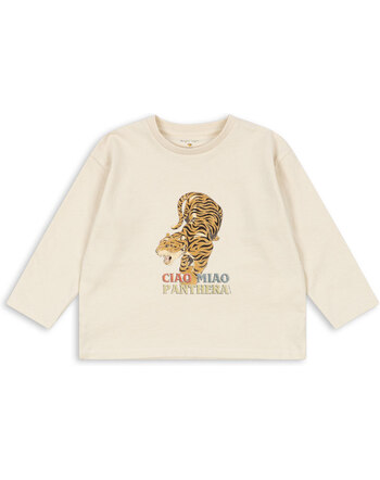 Konges Sløjd Langarmshirt 'Fili' mit Tigerprint aus 100 % Bio-Baumwolle - Almond Milk