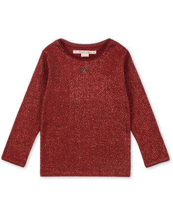 Konges Sløjd Langarrmshit 'Roli' mit Glitzer & einer Kirsche - Red Dahli