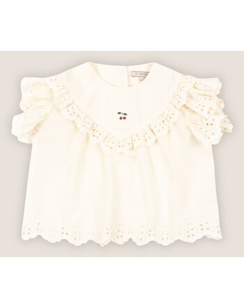 Konges Sløjd Posey-Top/Blusenshirt mit Rüschen aus Bio-Baumwolle - Antique White 🍒