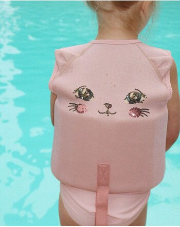 Konges Sløjd Schwimmweste 'Kitty' mit Glitzer-Pailletten - Powder Pink