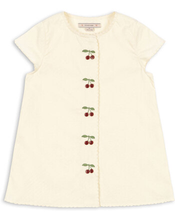 Konges Sløjd Sommerkleid 'Evia' mit Kirschen-Stickerei aus Bio-Baumwolle - Cloud Cream 🍒✨
