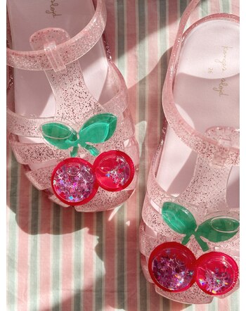 Konges Sløjd Strandsandalen 'Lilo' mit Glitzerkirsche - Cherry 🍒✨
