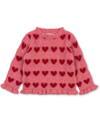 Konges Sløjd Strick-Pullover 'Laula' aus Wollmischung mit Rüschen - Heart
