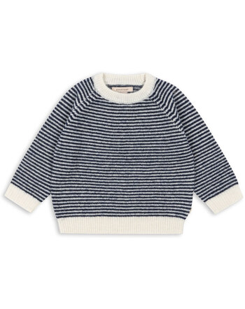 Konges Sløjd Strickpullover 'Berle' aus Wollmischung - Ensign Blue/Buttercream