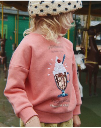 Konges Sløjd Sweatshirt 'Lou' aus Bio-Baumwolle mit Pailletten - Peach Blossom