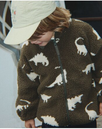 Konges Sløjd Teddy-Jacke 'Jody' mit Dino-Muster - Dino Silhouette