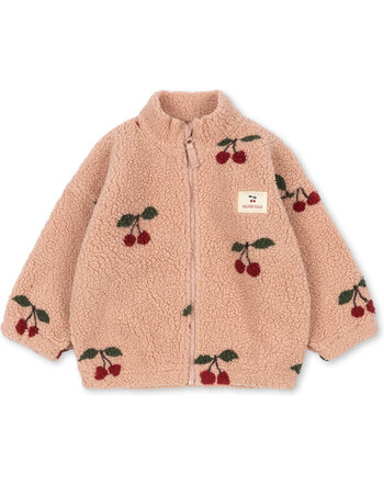 Konges Sløjd Teddy-Jacke 'Jody' mit Kirschen-Muster - Grande Cerise Blush
