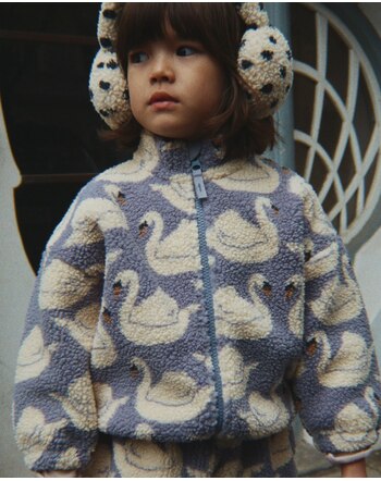 Konges Sløjd Teddy-Jacke 'Jody' mit Schwan-Muster - Swan