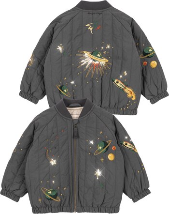 Konges Sløjd Thermo-Bomberjacke 'Juno' mit Weltall-Bestickungen - Magnet