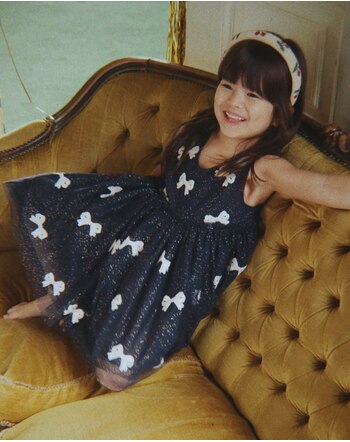 Konges Sløjd Tüll-Kleid 'Yvonne' mit Glitzer-Schleifen - Night Sky Sequin