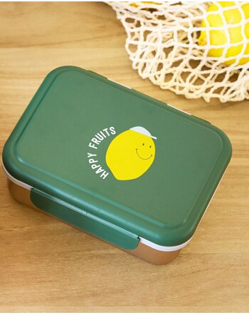 Lässig Edelstahl-Lunchbox 'Happy Fruits Lemon' - Green