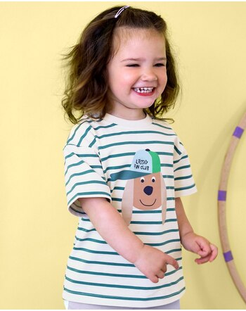 Lässig Jersey-T-Shirt mit Hunde-Print aus Bio-Baumwolle - Striped Dog