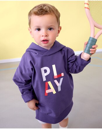 Lässig Kapuzenpullover/Hoodie mit Print & Stickereien aus Bio-Baumwolle - Purple