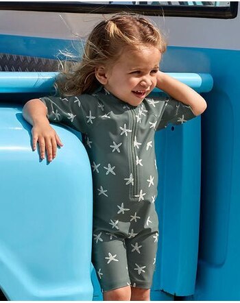Lässig Kinder-Kurzarm-Schwimmanzug mit LSF 60 - Olive