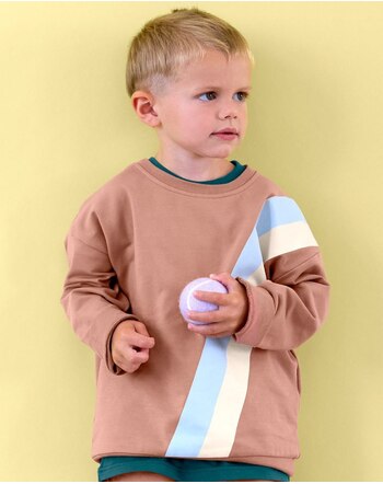 Lässig Pullover/Sweater mit Streifen-Print aus Bio-Baumwolle - Almond