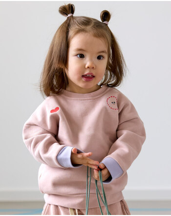 Lässig Relaxed-Fit-Pullover aus Bio-Baumwolle mit Stickereien - Rose Smoke