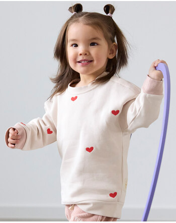 Lässig Relaxed-Fit-Pullover aus Bio-Baumwolle mit Herz-Stickereien - Heart Nature