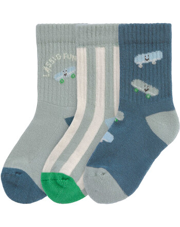 Lässig Socken im 3er-Set aus Bio-Baumwolle - Skateboard