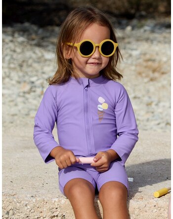 Lässig UV-Langarm-Schwimmanzug mit UV-Schutz UPF 60 - Ice Cream Purple 🍦💜