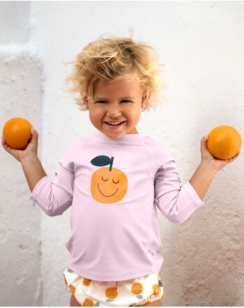 Lässig UV-Langarmshirt mit UV-Schutz UPF 60 - Orange Pale Pink 🍊💗