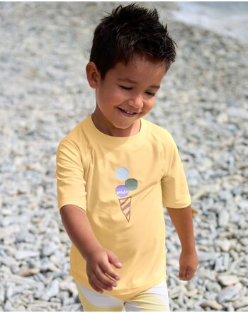 Lässig UV-T-Shirt mit Eis-Print und UPF 60 - Pale Yellow