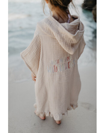 Leevje Bade-Poncho aus Bio-Baumwoll-Musselin - Cappuccino