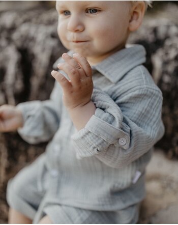 Leevje Musselin-Hemd aus 100 % Bio-Baumwolle - Soft Green