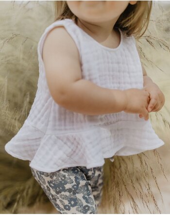 Leevje Musselin-Top aus 100 % Bio-Baumwolle - White