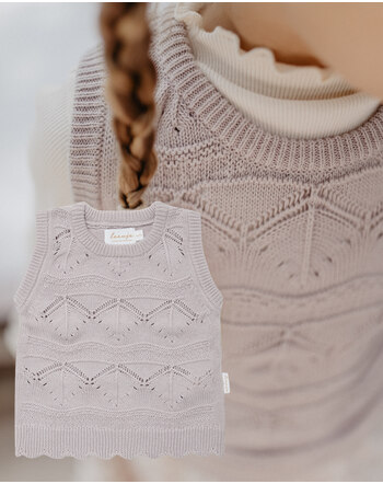 Leevje Pullunder aus 100 % Bio-Baumwolle mit Strickmuster - Lavender