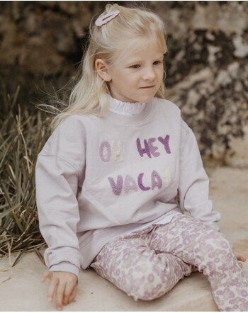 Leevje Sweatshirt/Pullover mit Frottier-Stickerei & aus Bio-Baumwolle - Lavender