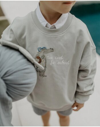 Leevje Sweatshirt ‘Too Cool for School’ im Oversized-Look aus Bio-Baumwolle - Soft Green 🐊