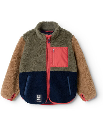 Liewood Fleecejacke 'Nolan' mit Stehkragen und Brusttasche - Army Brown Multi Mix