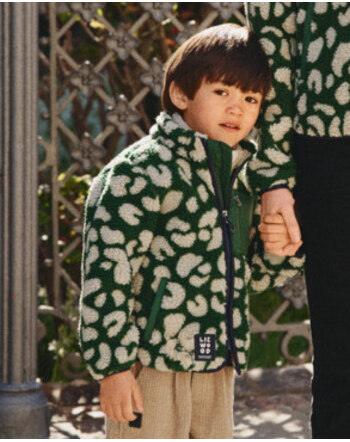 Liewood Fleecejacke 'Nolan' mit Stehkragen und Brusttasche - Mega Leo/Garden Green